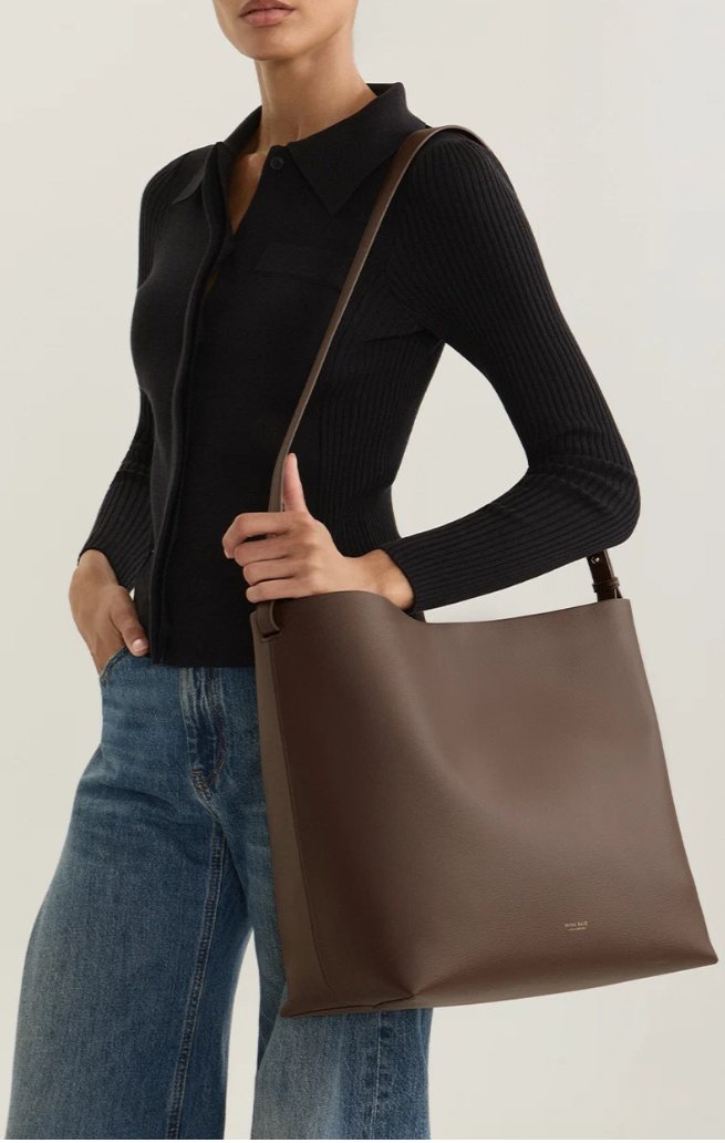 Olivia Maxi Tote en cuero espresso